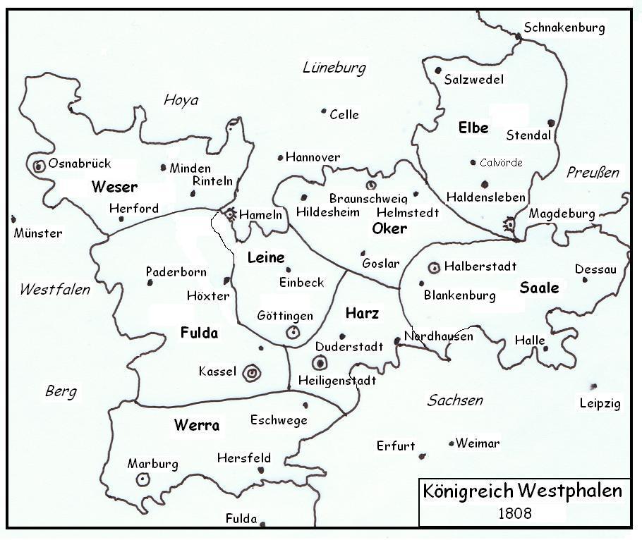 1808 Knigreich Westphalen Departments 
